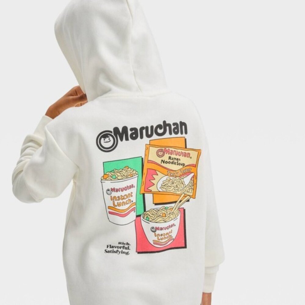Art Class Kids Ramen Noodle Hoodie Pullover Sweatshirt Cream XS 4/5 PTP 14.5"